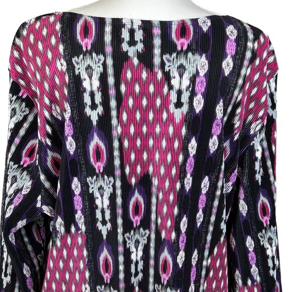 Cato Woman Top Size 22 / 24 Black Purple Faux Tank Open Front Pleated Stretch - Picture 4 of 13